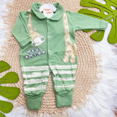 Macacão com Pés Reversíveis - Meu Amigo - Verde